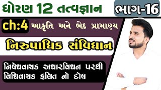 std 12 tatvagyan ch 4// dhoran 12 philosophy ch 4// નિષેધવાચક અધારવિધાન પરથી વિધિવાચક ફલિત નો દોષ //