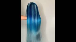 Blue Lace Front Human Hair Wigs For Women Straight HD Transparent Lace Frontal Wig Brazilian Hair