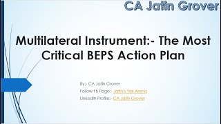 Multilateral Instruments MLI Webinar | International taxation | Practical Analysis | Part 2 | BEPS