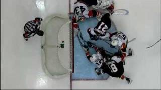 Martin Biron Nice Paddle Save vs Flyers 4/1/2010