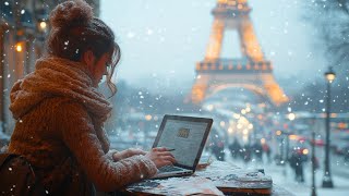 Winter Jazz Serenade ❄️ Eiffel Tower Coffee Jazz Ambience