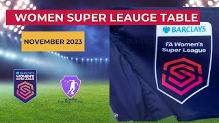 Women's Super League Table Updated November 2023 | WSL Table November 2023 | Women's Football Update