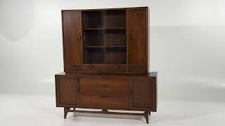 Lane Perception Mid Century Walnut Credenza and Hutch