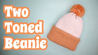 Two Toned Knitting Machine Beanie | QUICK & EASY Project For Beginners!