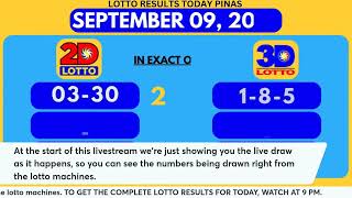 LIVE September 9, 2024, 2PM | Swertres (3D Lotto) EZ2 (2D Lotto) PCSO Lotto Draw Results