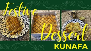 Kunafa arabic dessert made with spun pastry