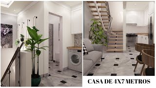 🏡 PLANO de CASA de 4 metros de frente (com Fachada)