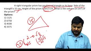 Q40. A right triangular prism has equilateral triangle as its base ...?(#SSCCGL Maths Questions)