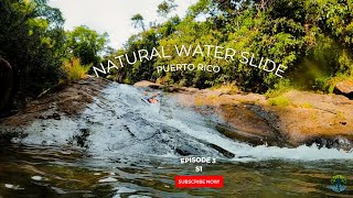 NATURAL WATER SLIDE IN PUERTO RICO (#subscribe #100 #waterfall #waterslide #puertorico #travel)