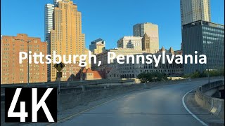 Freeway Road Tour into Pittsburgh, Pennsylvania in 4K - Downtown Pittsburgh