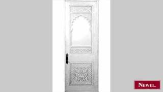 Antique Large Moorish white painted and carved door with