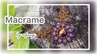 Macrame by Afeng: 2021-42｜Macrame Tutorial｜Macrame Necklace｜Flower｜编绳｜DIY｜