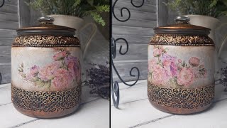 Vintage jar 💗 Decoupage tutorial