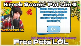 KreekCraft Scams Pet Simulator X After Getting Scammed by Them.. #roblox #Kreekcraft