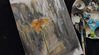 Canvas painting idea for beginners | Aesthetic painting tutorial #art #painting #flowers #tutorial