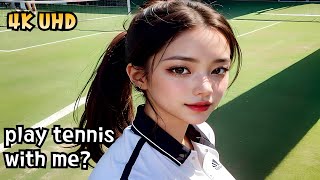 [4K] Beautiful girl playing tennisㅣ美女テニス選手ㅣAi룩북, Ai lookbook