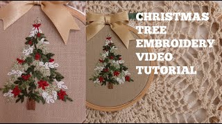 Tree Hand Embroidery for beginners, Christmas Embroidery Tutorial by Hazel Embroidery Designs