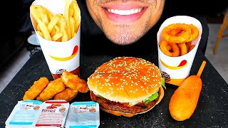 ASMR BURGER KING IMPOSSIBLE WHOPPER CHICKEN NUGGETS CORN DOG FRIES ONION RINGS RANCH EATING JERRY