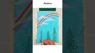 How to draw rainbow with oil pastel | Gambar pemandangan pelangi yang mudah #shorts #shortsvideo