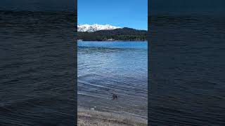 Desembocadura del rio Bonito en lago Nahuel Huapi, Villa La Angostura, Neuquén, Patagonia, Argentina