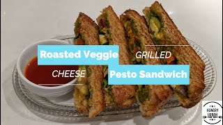 Roasted Veggie Grilled Cheese Pesto Sandwich | Pesto Sandwich with Vegetables | Homemade Pesto