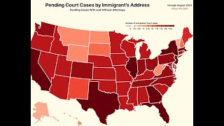 Карта загруженности иммиграционных судов в США