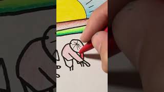 Vẽ Phong Cảnh Quê Em Đề Tài Lao Động | how to draw easy scenery #shorts