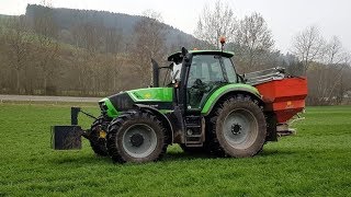 Zeitraffer Dünger Streuen mit Deutz Fahr 6210 C Shift +Rauch Axera