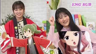 Hayami Saori and Kusunoki Tomori reacting to best scenes of Senpai ga uzai[ENGsub]