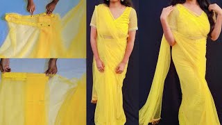 Ready to wear saree stitching / Saree from Meesho / Belt saree / Permanent stitch saree #new #diy