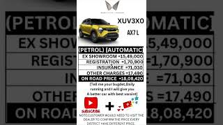 Mahindra XUV3X0 AX7L PETROL AUTOMATIC ON ROAD PRICE