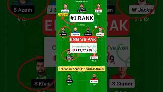 ENG vs PAK Dream11 Prediction Today Match, Dream11 Team Today, Fantasy Cricket Tips #shorts #t20