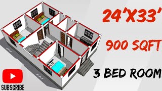 24x33 house plan || 24 x 33 ghar ka naksha || 24x33 house design || 900 sqft