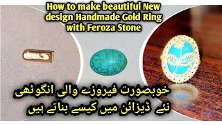 Latest Handmade Gold Ring new design with Feroza Stone