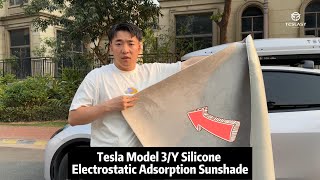 NEW Tesla Model 3/Y Electrostatic Adsorption Sunshade Sunroof Sunshade #tesla #modely