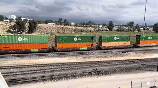 UP 8259 Leads Eastbound Intermodal Train Passes Through West Colton Yard