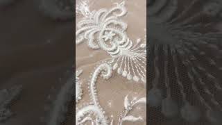 Exclusive design of three-dimensional wedding embroidery fabric.#lace #lacefabric #laceborder