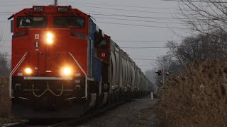 CN 8952 leads S756-61 north through Wyandotte,MI