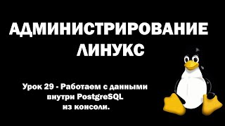 Администрирование Линукс (Linux) - Урок 29 - Работаем с данными внутри PostgreSQL из консоли.