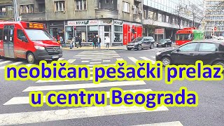 Beograd - Zanimljiv osmougaoni pešački prelaz u centru Beograda -  februar 2021