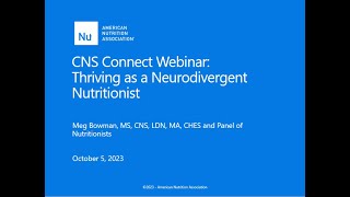 CNS Connect Webinar: ​Thriving as a Neurodivergent Nutritionist​