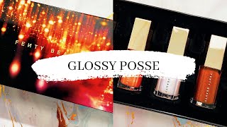 Let’s try on Fenty Beauty’s GLOSSY Posse Mini Gloss Bomb collection #lipswatch | Poppy Elizabeth