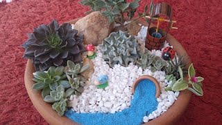 Mini jardim de SUCULENTAS com mini poço