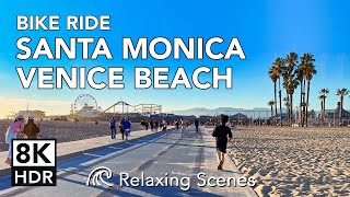 [8K HDR] California's Best Beach Bike Ride: Venice to Santa Monica Pier /w Sunset Ending!  - 60fps