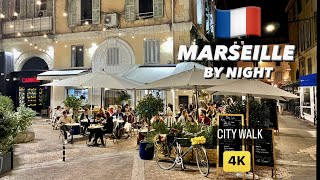 MARSEILLE NIGHT WALK, FRANCE, COTE D'AZUR, 4K, UHD, 60 FPS