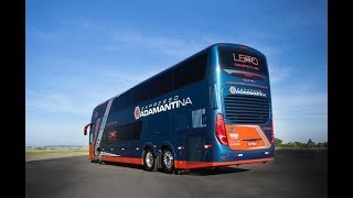 Mostrando em detalhes um dos Invictus Double Deck chassis Volvo B420R 6x2 da Expresso Adamantina