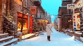 [4K]🇨🇦 Alice in Winter Wonderland⛄❄ Snow Walk in Old Quebec City at Early Morning🌨️ Dec. 2023