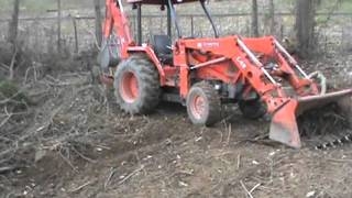 Land clearing w/ Kubota L48 backhoe