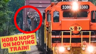 Hobo Caught Hopping Train! Plus Extra Railfan Clips! | Must Watch Railfanning Video!