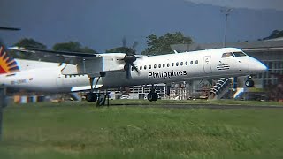 PALExpress (PR2347) DHC-8 Q400, Landing and Taxi @ Puerto Princesa Airport from Cebu.